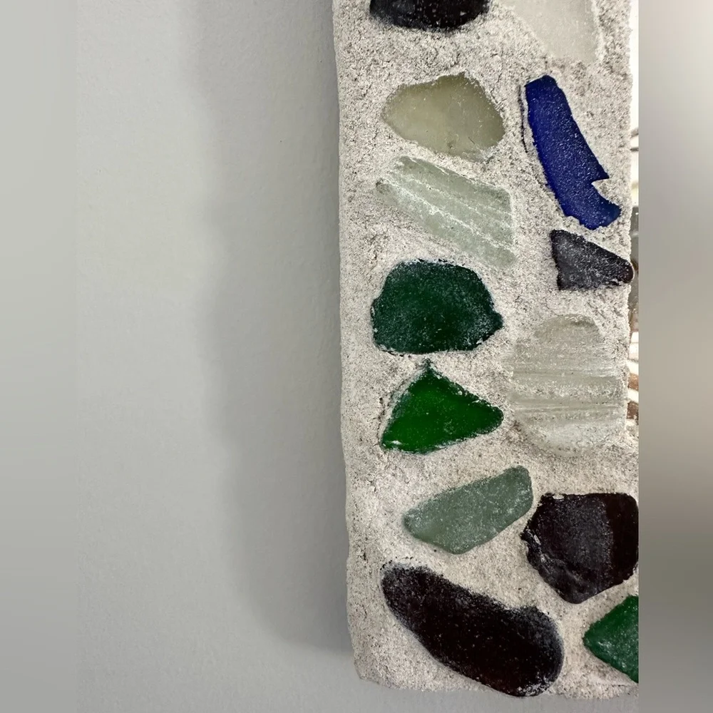 Seaglass and shell mirror. Beautiful colors!